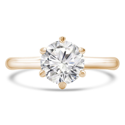 Round Lab Created Diamond 6-Prong Trellis Solitaire Engagement Ring in Yellow Gold (MVSLG1271-Y)