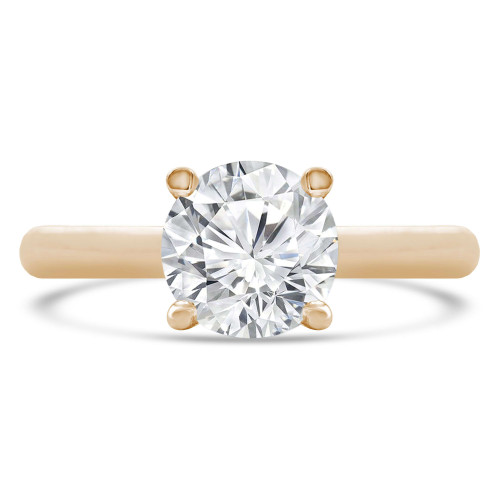 Round Lab Created Diamond Cathedral Solitaire Engagement Ring in Yellow Gold (MVSLG1280-Y)