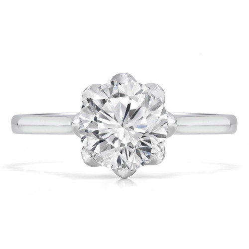 Round Lab Created Diamond 8-Prong Floral Cathedral Solitaire Engagement Ring in White Gold (MVSLG1281-W)