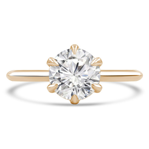 Round Lab Created Diamond 6-Prong Knife Edge Solitaire Engagement Ring in Yellow Gold (MVSLG1282-Y)