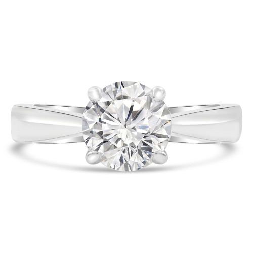 Round Lab Created Diamond Tapered Solitaire Engagement Ring in White Gold (MVSLG1283-W)