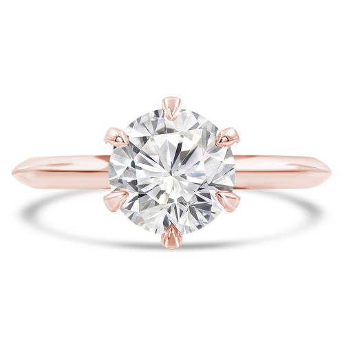 Round Lab Created Diamond 6-Prong Knife Edge Solitaire Engagement Ring in Rose Gold (MVSLG1284-R)
