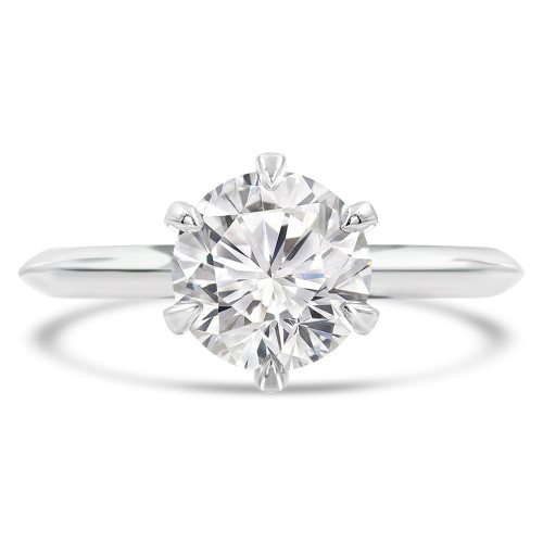 Round Lab Created Diamond 6-Prong Knife Edge Solitaire Engagement Ring in White Gold (MVSLG1284-W)