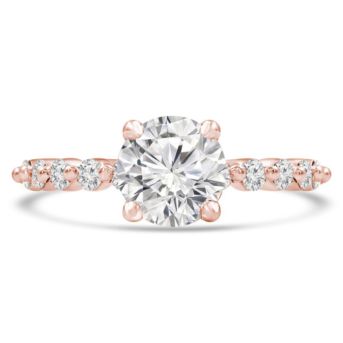 Round Lab Created Diamond Shared Prong Solitaire with Accents Engagement Ring in Rose Gold (MVSLG1296-R)