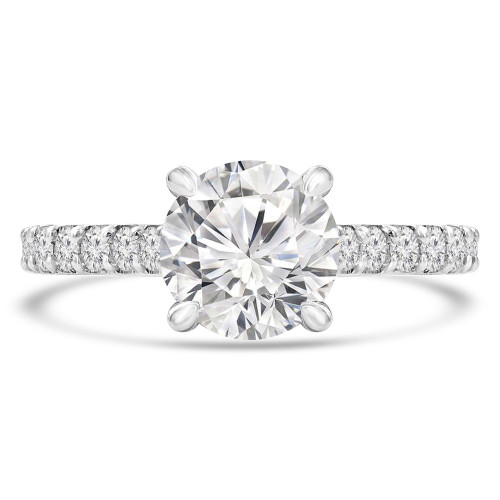 Round Lab Created Diamond Cathedral Solitaire with Accents Engagement Ring in White Gold (MVSLG1305-W)