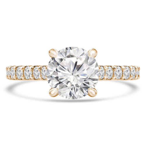 Round Lab Created Diamond Cathedral Solitaire with Accents Engagement Ring in Yellow Gold (MVSLG1305-Y)