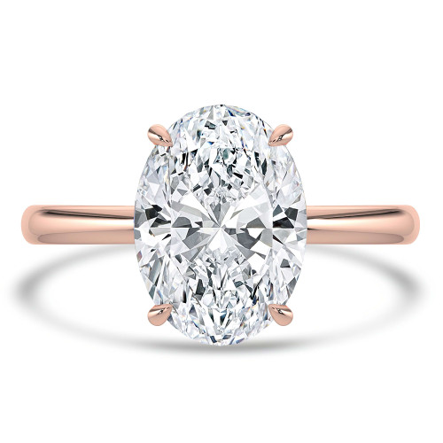 Oval Lab Created Diamond Hidden Halo Solitaire with Accents Engagement Ring in Rose Gold (MVSLG1310-R)