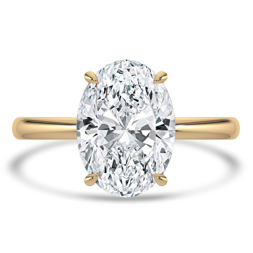 Oval Lab Created Diamond Hidden Halo Solitaire with Accents Engagement Ring in Yellow Gold (MVSLG1310-Y)