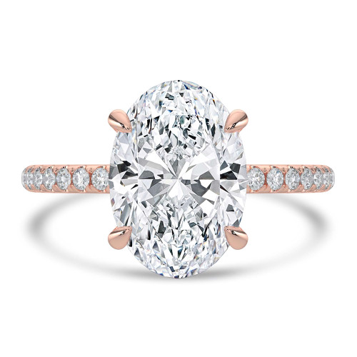 Oval Lab Created Diamond Hidden Halo Solitaire with Accents Engagement Ring in Rose Gold (MVSLG1322-R)