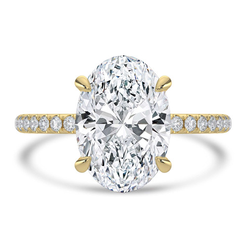 Oval Lab Created Diamond Hidden Halo Solitaire with Accents Engagement Ring in Yellow Gold (MVSLG1322-Y)