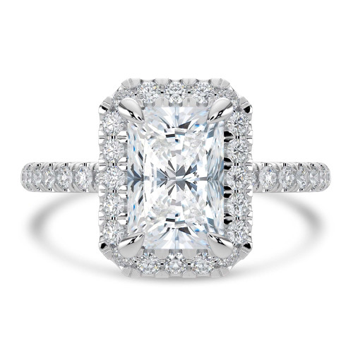 Radiant Lab Created Diamond Radiant Halo Engagement Ring in White Gold (MVSLG1323-W)