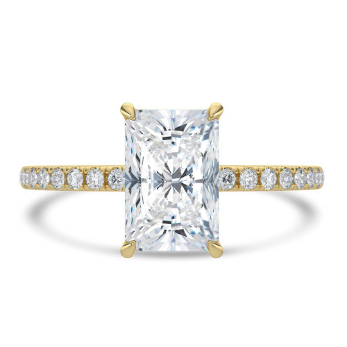 Radiant Lab Created Diamond Hidden Halo Solitaire with Accents Engagement Ring in Yellow Gold (MVSLG1325-Y)