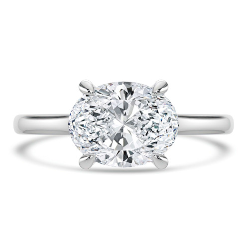 Oval Lab Created Diamond Cathedral Open Bridge Solitaire Engagement Ring in White Gold (MVSLG1337-W)