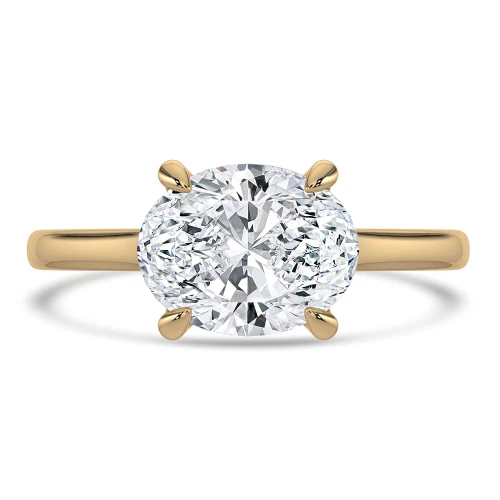 Oval Lab Created Diamond Cathedral Open Bridge Solitaire Engagement Ring in Yellow Gold (MVSLG1337-Y)