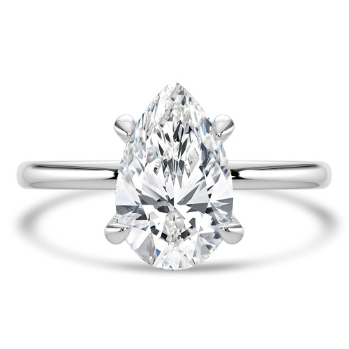 Pear Lab Created Diamond Open Bridge Hidden Halo Solitaire with Accents Engagement Ring in White Gold (MVSLG1339-W)