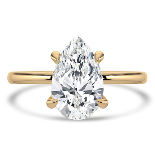 Pear Lab Created Diamond Open Bridge Hidden Halo Solitaire with Accents Engagement Ring in Yellow Gold (MVSLG1339-Y)