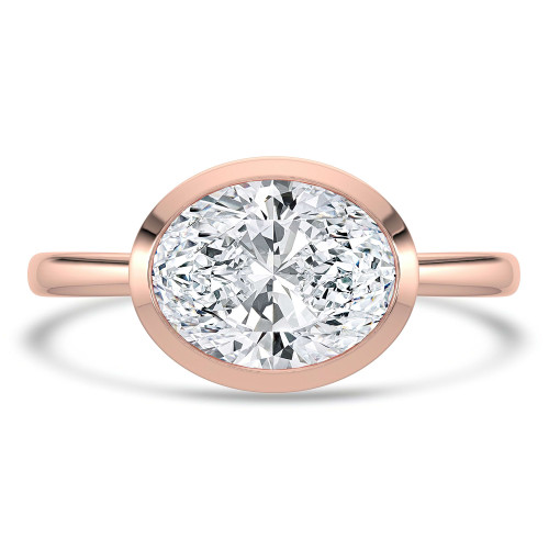 Oval Lab Created Diamond Open Bridge Bezel Set Solitaire Engagement Ring in Rose Gold (MVSLG1341-R)