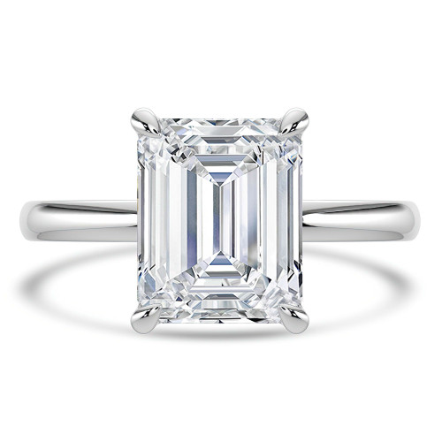 Emerald Lab Created Diamond Solitaire Engagement Ring in White Gold (MVSLG1344-W)