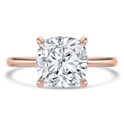Cushion Lab Created Diamond Open Bridge Hidden Halo Solitaire with Accents Engagement Ring in Rose Gold (MVSLG1345-R)