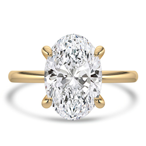 Oval Lab Created Diamond Open Bridge Hidden Halo Solitaire with Accents Engagement Ring in Yellow Gold (MVSLG1346-Y)