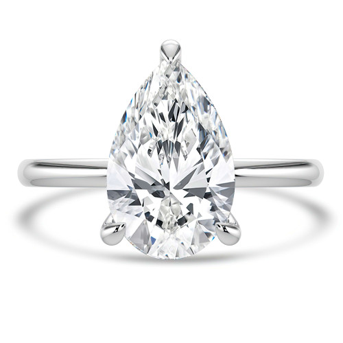 Pear Lab Created Diamond Open Bridge Hidden Halo Solitaire with Accents Engagement Ring in White Gold (MVSLG1347-W)
