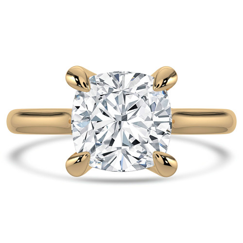 Cushion Lab Created Diamond Cathedral Trellis Solitaire Engagement Ring in Yellow Gold (MVSLG1349-Y)