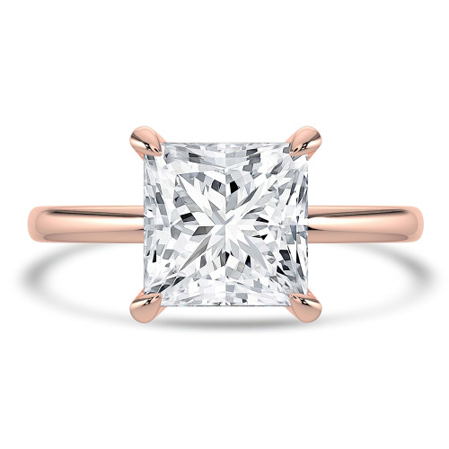 Princess Lab Created Diamond Hidden Halo Solitaire with Accents Engagement Ring in Rose Gold (MVSLG1352-R)