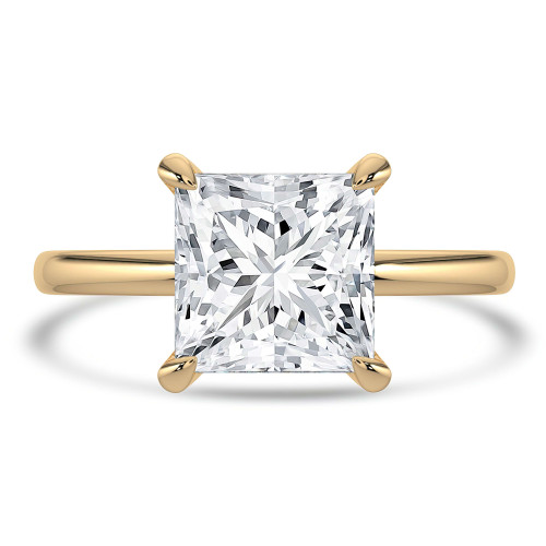 Princess Lab Created Diamond Hidden Halo Solitaire with Accents Engagement Ring in Yellow Gold (MVSLG1352-Y)
