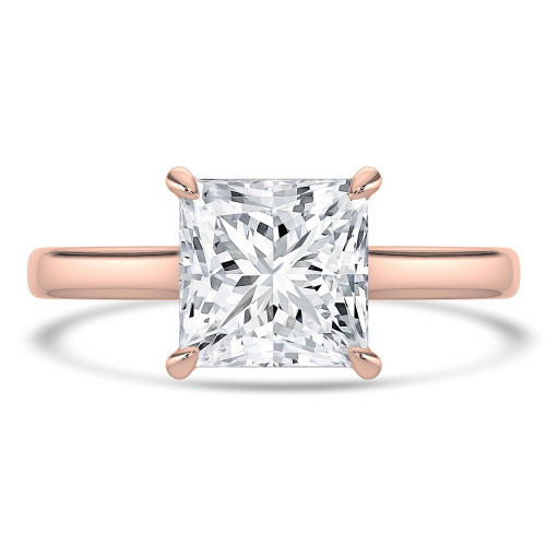 Princess Lab Created Diamond Cathedral Open Bridge Solitaire Engagement Ring in Rose Gold (MVSLG1354-R)