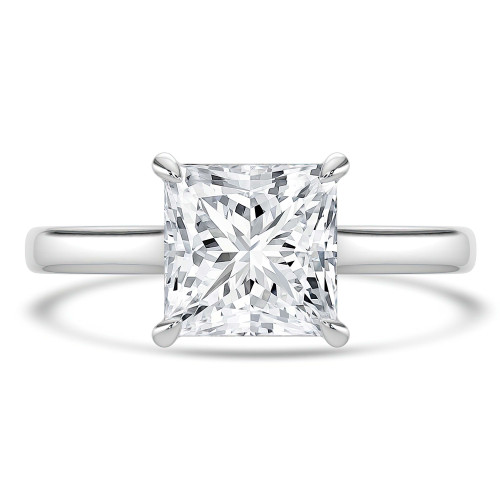 Princess Lab Created Diamond Cathedral Open Bridge Solitaire Engagement Ring in White Gold (MVSLG1354-W)
