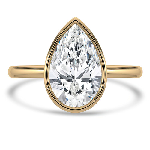 Pear Lab Created Diamond Bezel Set Open Bridge Solitaire Engagement Ring in Yellow Gold (MVSLG1365-Y)