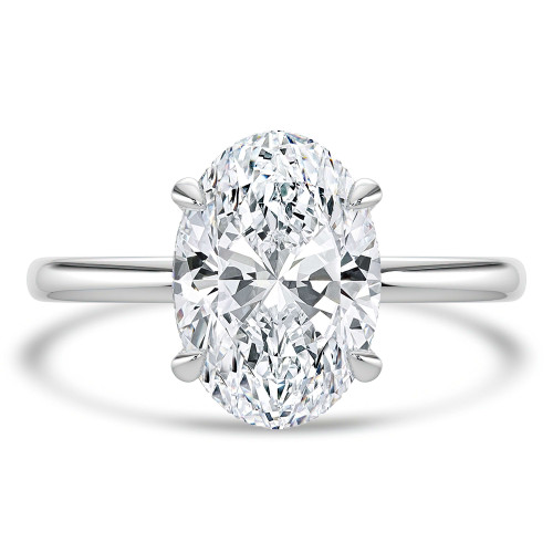 Oval Lab Created Diamond Hidden Halo Open Bridge Solitaire with Accents Engagement Ring in White Gold (MVSLG1371-W)