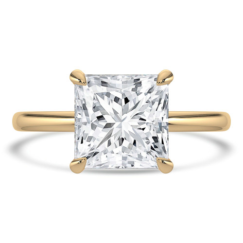 Princess Lab Created Diamond Hidden Halo Open Bridge Solitaire with Accents Engagement Ring in Yellow Gold (MVSLG1373-Y)