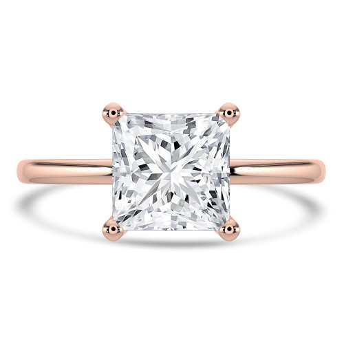 Princess Lab Created Diamond Solitaire Engagement Ring in Rose Gold (MVSLG1377-R)