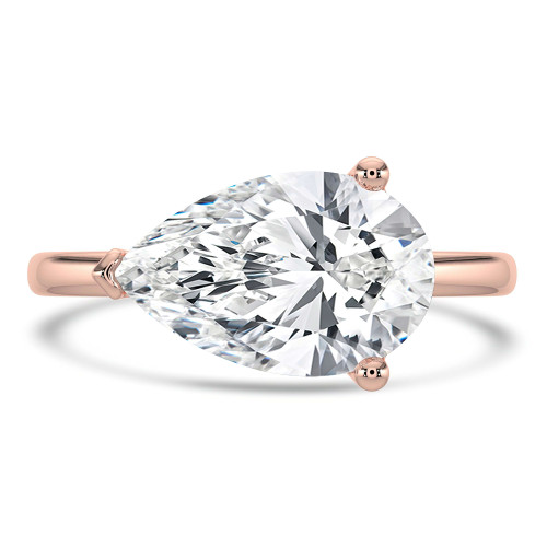 Pear Lab Created Diamond Open Bridge Solitaire Engagement Ring in Rose Gold (MVSLG1378-R)