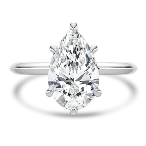 Pear Lab Created Diamond Solitaire Engagement Ring in White Gold (MVSLG1379-W)