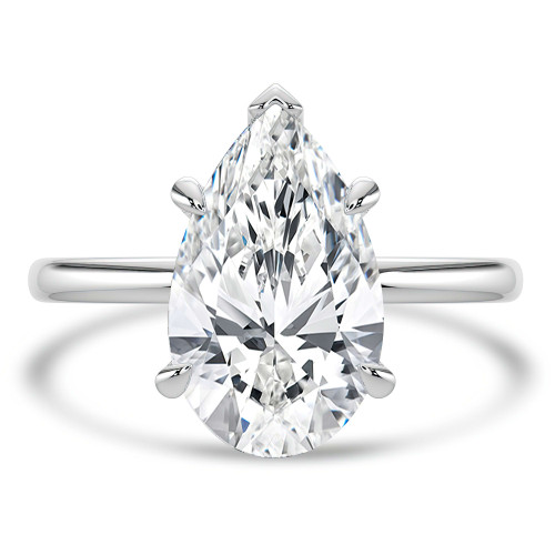 Pear Lab Created Diamond Hidden Halo Solitaire with Accents Engagement Ring in White Gold (MVSLG1380-W)