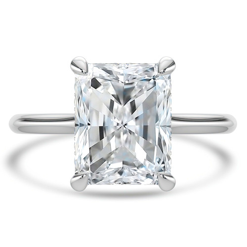 Radiant Lab Created Diamond Hidden Halo Cathedral Solitaire with Accents Engagement Ring in White Gold (MVSLG1391-W)