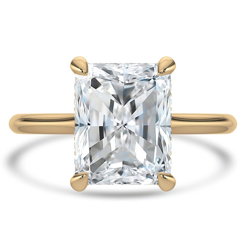 Radiant Lab Created Diamond Hidden Halo Cathedral Solitaire with Accents Engagement Ring in Yellow Gold (MVSLG1391-Y)