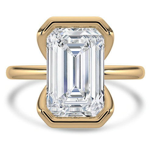 Emerald Lab Created Diamond Tension Set Solitaire Engagement Ring in Yellow Gold (MVSLG1397-Y)