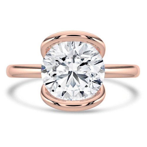 Round Lab Created Diamond Tension Set Solitaire Engagement Ring in Rose Gold (MVSLG1404-R)