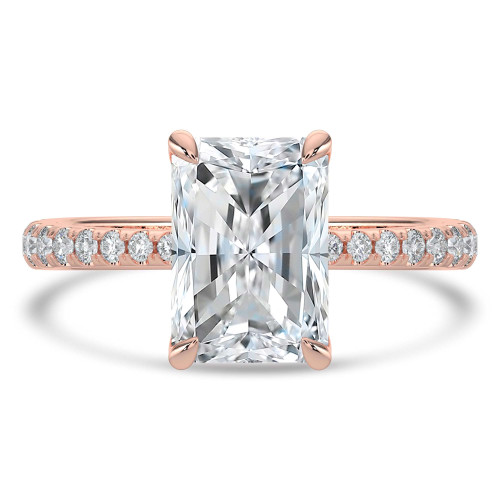 Radiant Lab Created Diamond Tapered Solitaire with Accents Engagement Ring in Rose Gold (MVSLG1406-R)