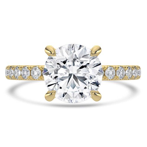 Round Lab Created Diamond Hidden Halo Open Bridge Solitaire with Accents Engagement Ring in Yellow Gold (MVSLG1413-Y)