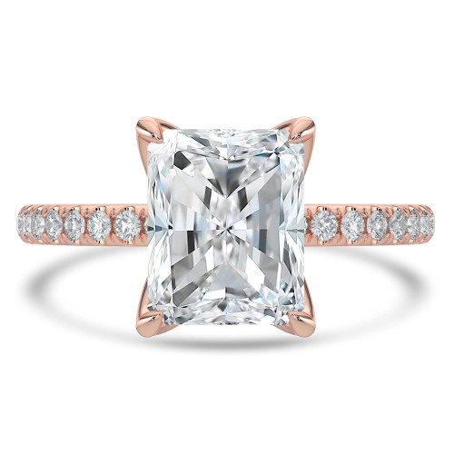 Radiant Lab Created Diamond Solitaire with Accents Engagement Ring in Rose Gold (MVSLG1415-R)