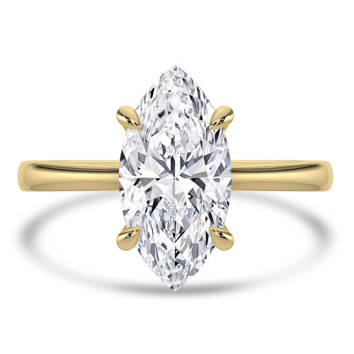 Marquise Lab Created Diamond Cathedral Solitaire Engagement Ring in Yellow Gold (MVSLG1416-Y)