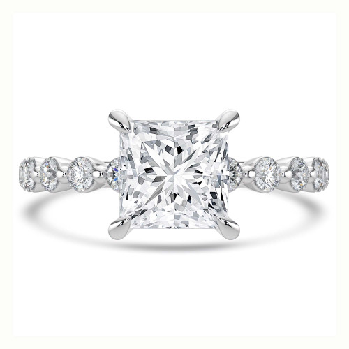 Princess Lab Created Diamond Hidden Halo Solitaire with Accents Engagement Ring in White Gold (MVSLG1421-W)