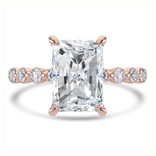 Radiant Lab Created Diamond Hidden Halo Solitaire with Accents Engagement Ring in Rose Gold (MVSLG1422-R)