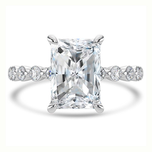 Radiant Lab Created Diamond Hidden Halo Solitaire with Accents Engagement Ring in White Gold (MVSLG1422-W)