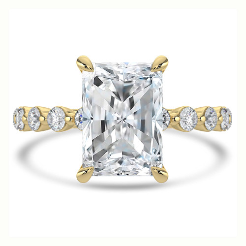 Radiant Lab Created Diamond Hidden Halo Solitaire with Accents Engagement Ring in Yellow Gold (MVSLG1422-Y)