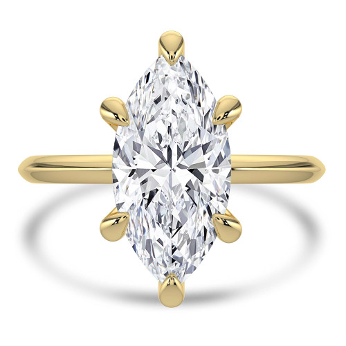 Marquise Lab Created Diamond Cathedral Knife Edge Solitaire Engagement Ring in Yellow Gold (MVSLG1426-Y)